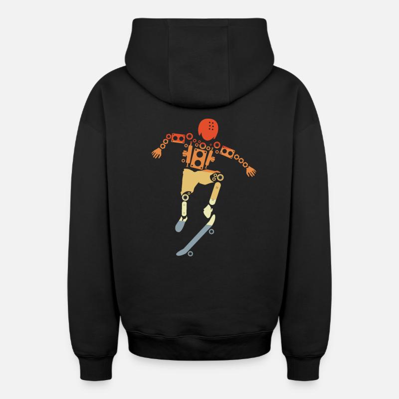 Skateur - Sweat à capuche unisexe zippé oversize épais SPREAD - noir