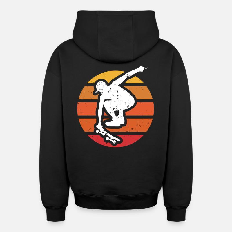 planche à roulette - Sweat à capuche unisexe zippé oversize épais SPREAD - noir