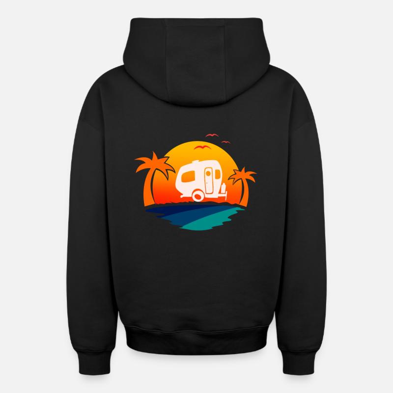 Camping-car - Sweat à capuche unisexe zippé oversize épais SPREAD - noir