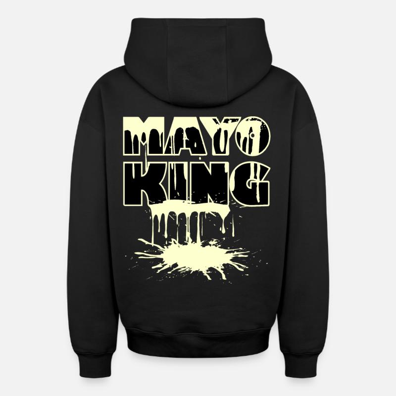 Mayo King - Mayonnaise renversée - Sweat à capuche unisexe zippé oversize épais SPREAD - noir