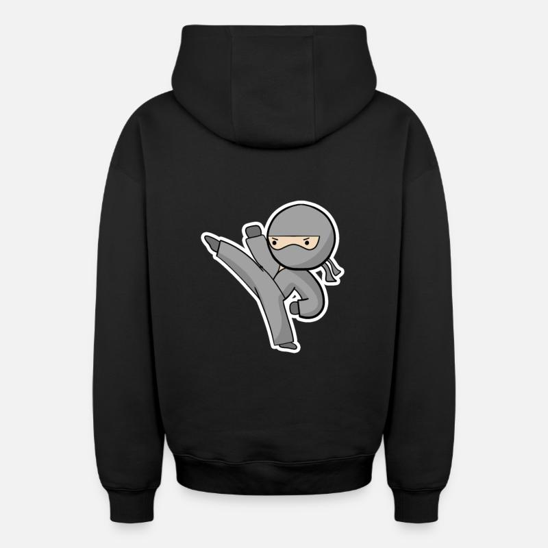 Ninja Kick - Sweat à capuche unisexe zippé oversize épais SPREAD - noir