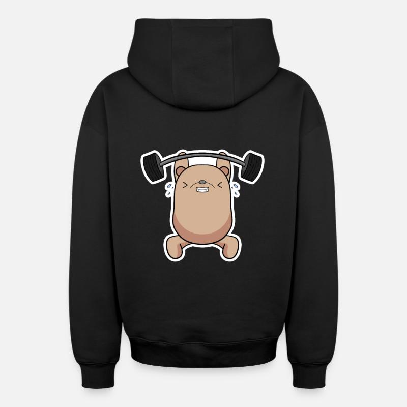 Athlète Kraft Bear - Sweat à capuche unisexe zippé oversize épais SPREAD - noir