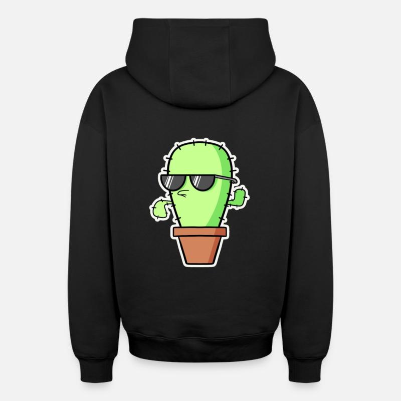 Cactus cool - Sweat à capuche unisexe zippé oversize épais SPREAD - noir