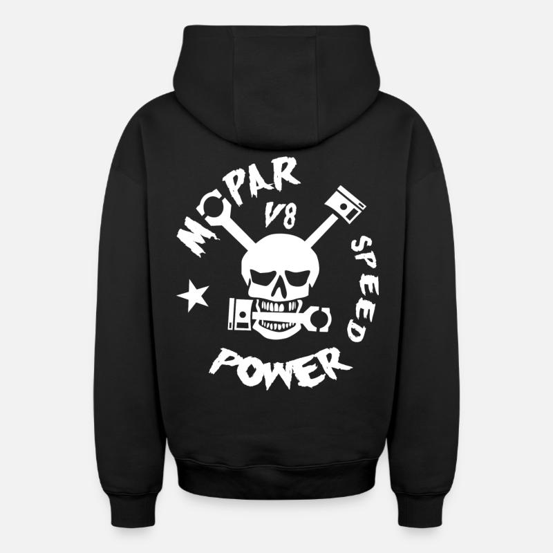 Puissance Mopar V8 - Sweat à capuche unisexe zippé oversize épais SPREAD - noir
