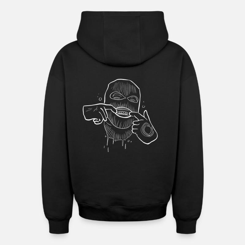 Gangster - Sweat à capuche unisexe zippé oversize épais SPREAD - noir