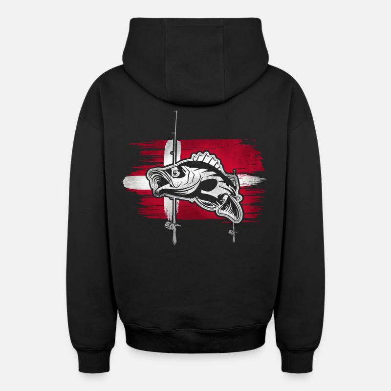 Pêche au Danemark - Sweat à capuche unisexe zippé oversize épais SPREAD - noir