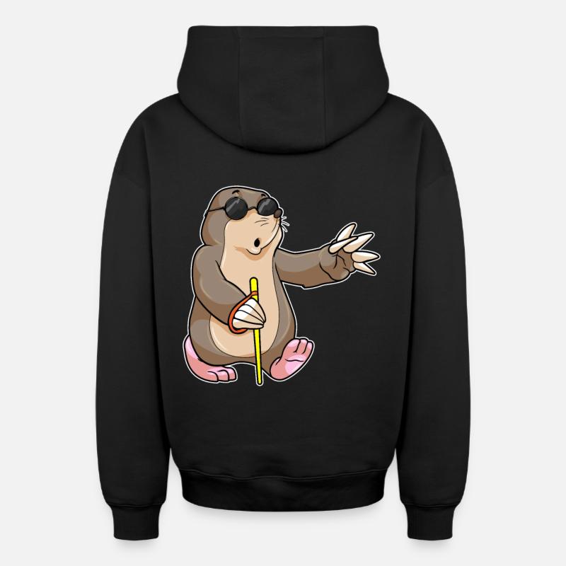 Mole Blind Drôle - Sweat à capuche unisexe zippé oversize épais SPREAD - noir