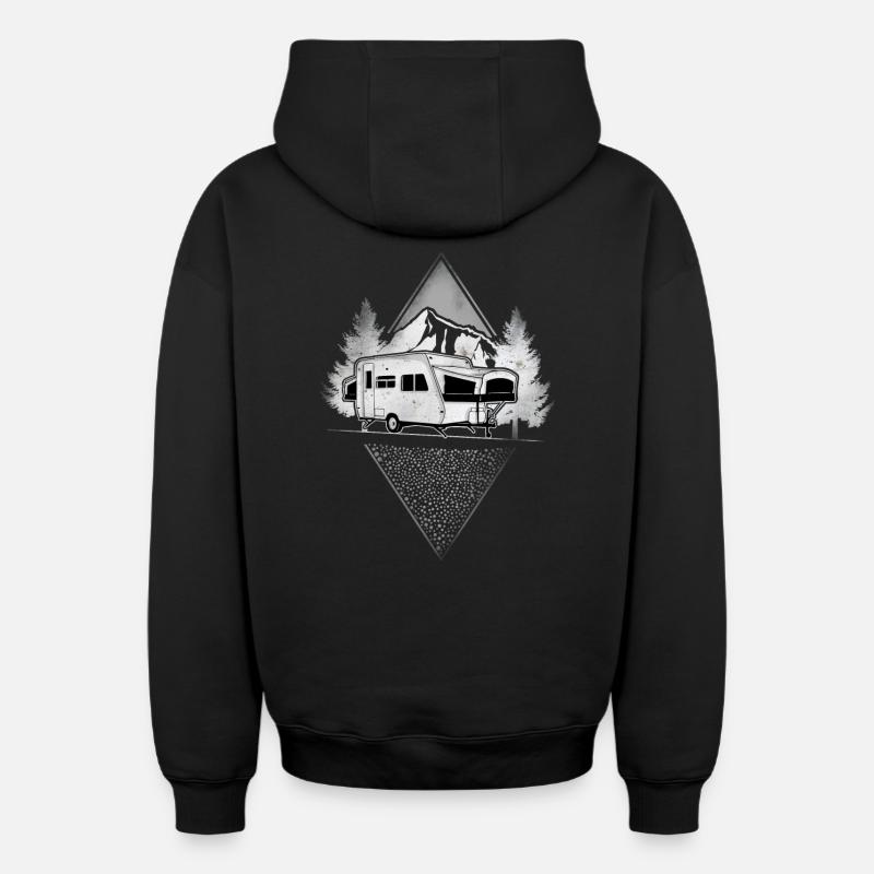 camping - Sweat à capuche unisexe zippé oversize épais SPREAD - noir