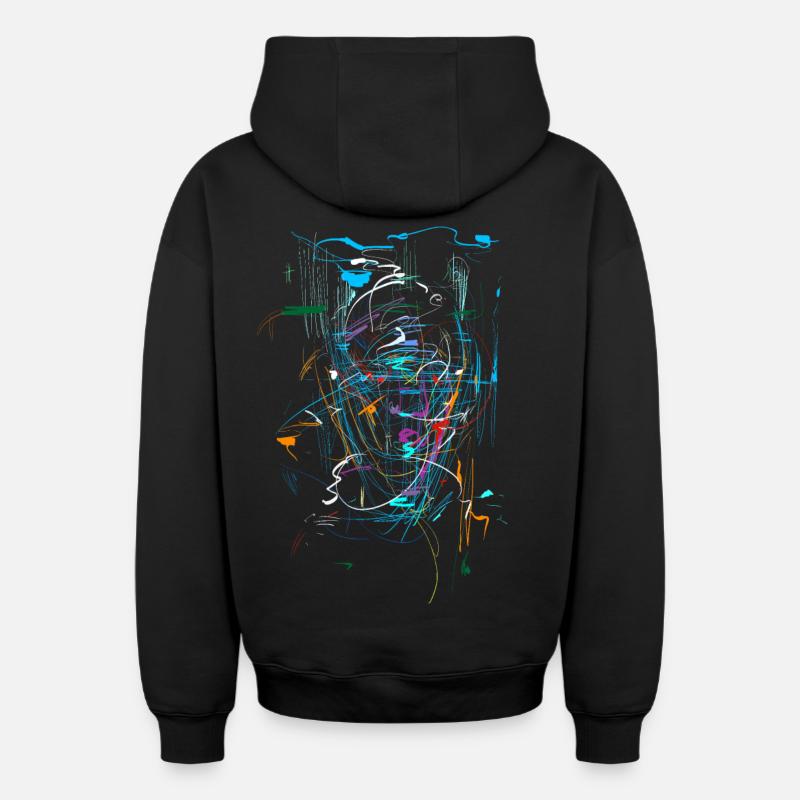 Scifi Contexte - RÉSUMÉ - Sweat à capuche unisexe zippé oversize épais SPREAD - noir