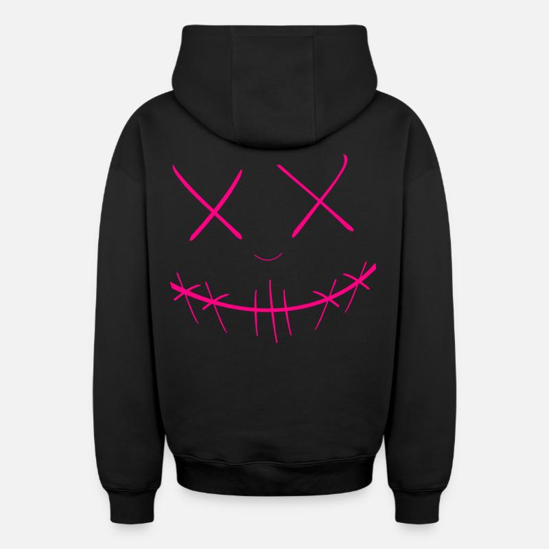 Visage - Sweat à capuche unisexe zippé oversize épais SPREAD - noir
