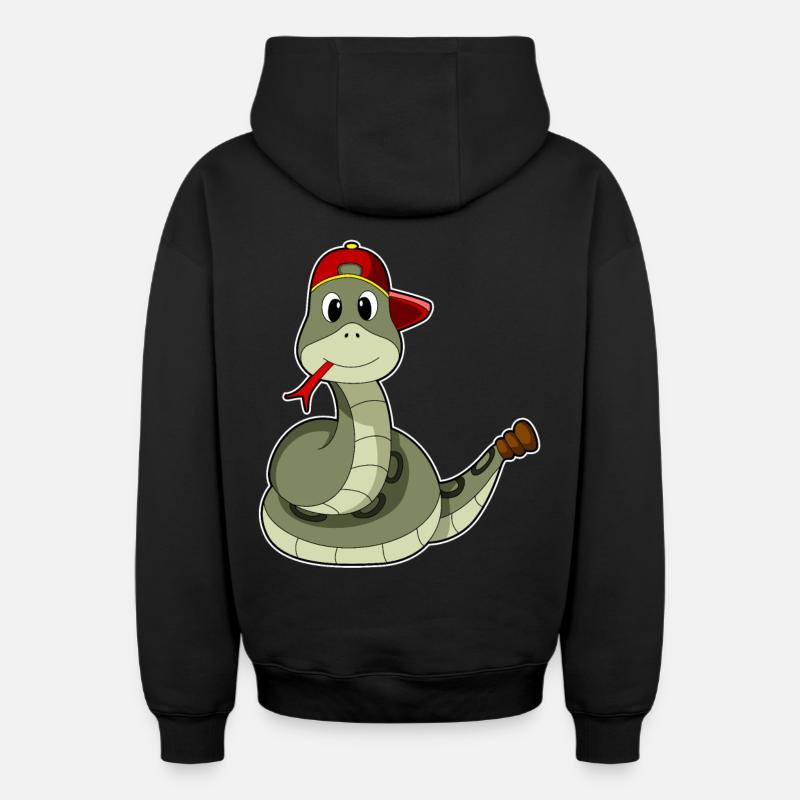 Serpent avec casquette - Sweat à capuche unisexe zippé oversize épais SPREAD - noir