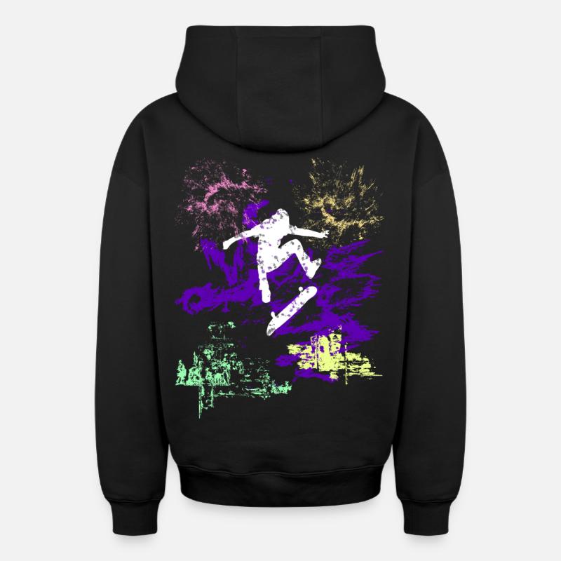 Patineur - Sweat à capuche unisexe zippé oversize épais SPREAD - noir