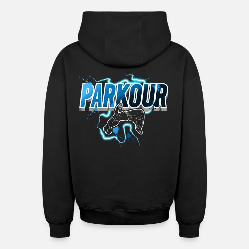 Parkour - Sweat à capuche unisexe zippé oversize épais SPREAD - noir