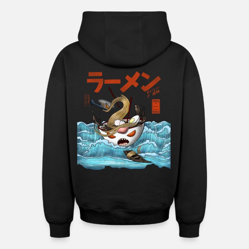 Ramen - Sweat à capuche unisexe zippé oversize épais SPREAD - noir