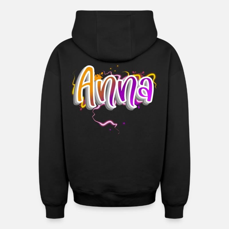 Anna - Sweat à capuche unisexe zippé oversize épais SPREAD - noir