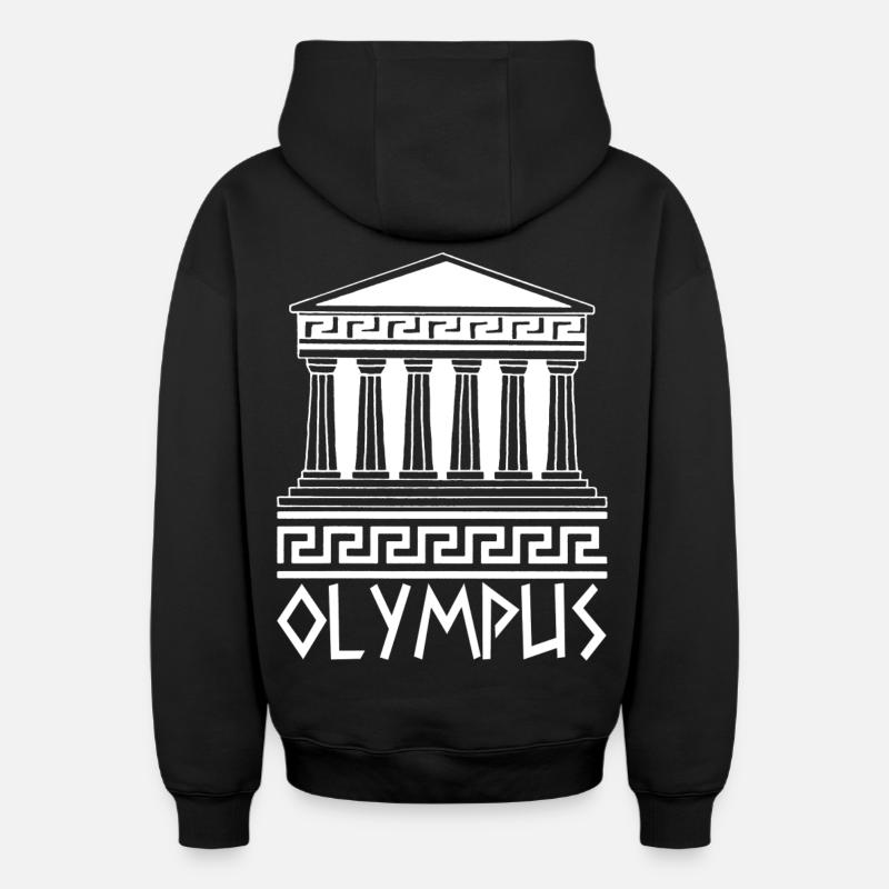 Temple blanc au Mont Olympe - Sweat à capuche unisexe zippé oversize épais SPREAD - noir