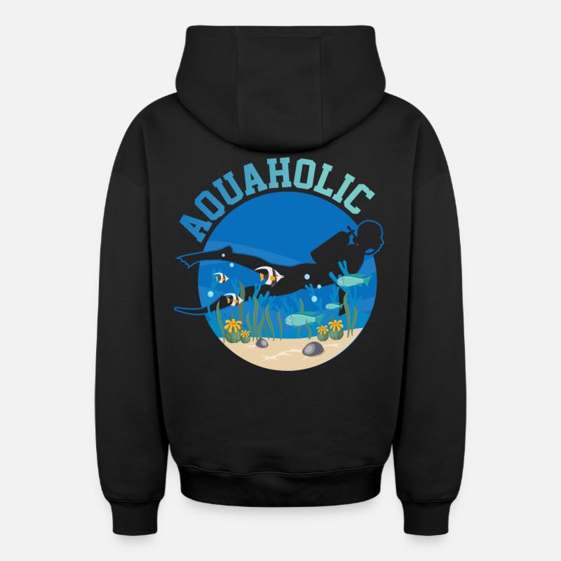 Plongée sous-marine - Sweat à capuche unisexe zippé oversize épais SPREAD - noir