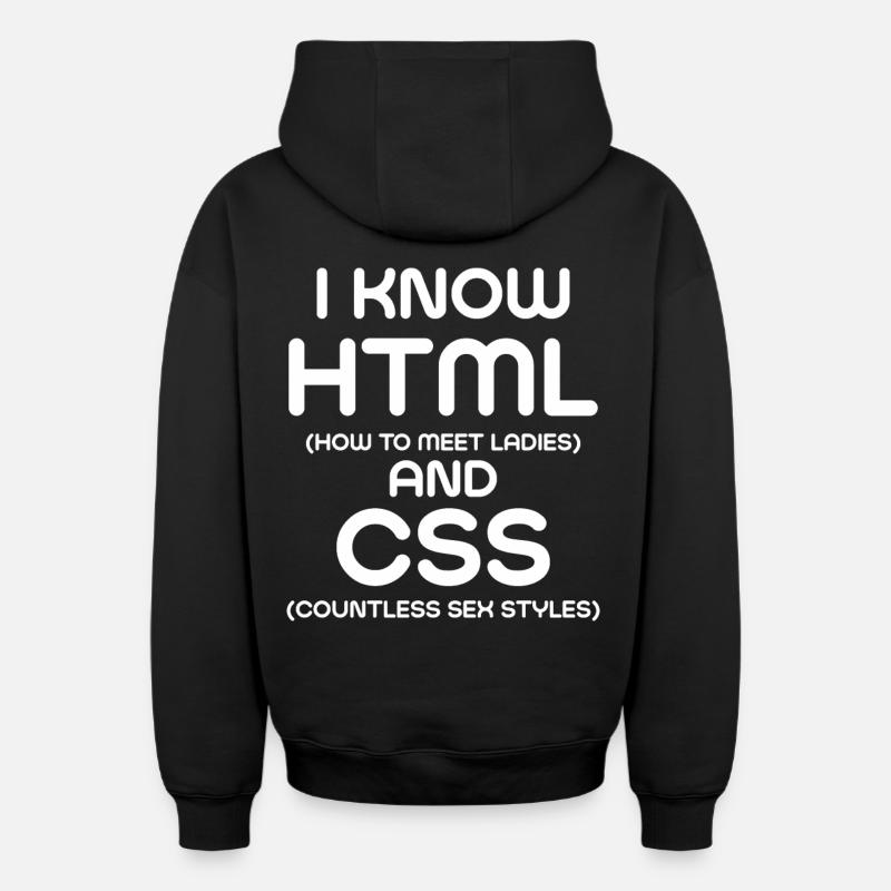 Je connais html et CSS - Sweat à capuche unisexe zippé oversize épais SPREAD - noir