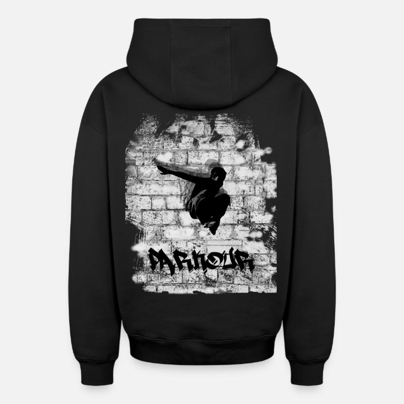 Parkour - Sweat à capuche unisexe zippé oversize épais SPREAD - noir