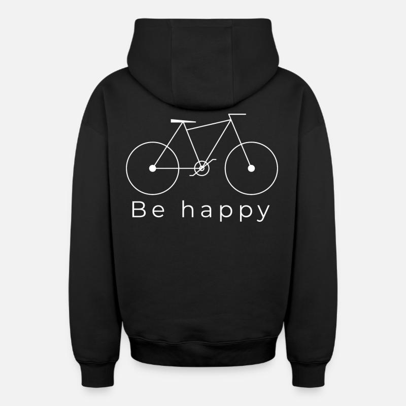Vélo Be Happy - Sweat à capuche unisexe zippé oversize épais SPREAD - noir