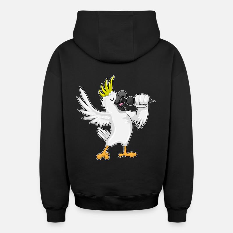 Perroquet en chanteur avec micro - Sweat à capuche unisexe zippé oversize épais SPREAD - noir
