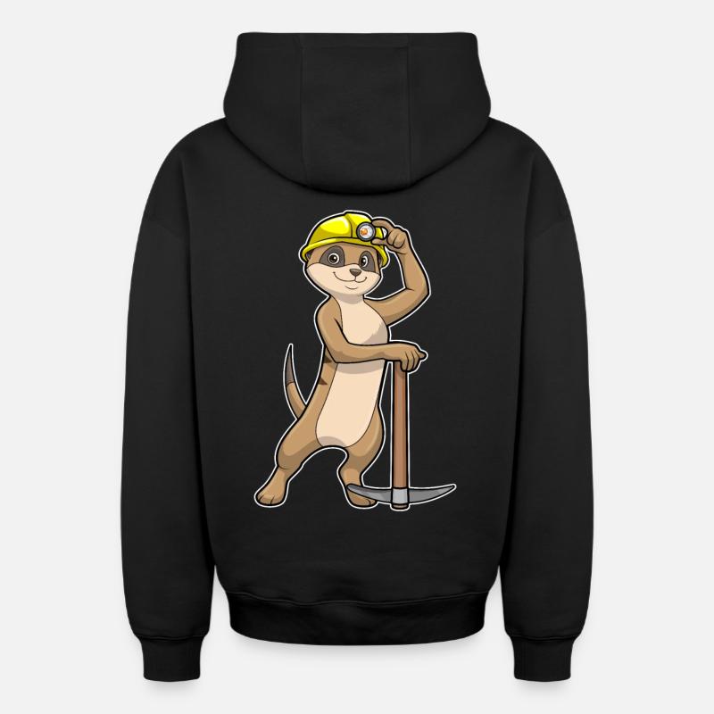 Suricate comme mineur avec pioche - Sweat à capuche unisexe zippé oversize épais SPREAD - noir