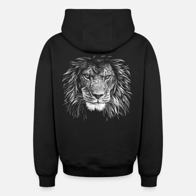 Lion - Sweat à capuche unisexe zippé oversize épais SPREAD - noir