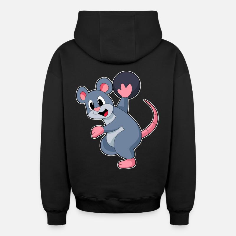 Boule de bowling rat - Sweat à capuche unisexe zippé oversize épais SPREAD - noir