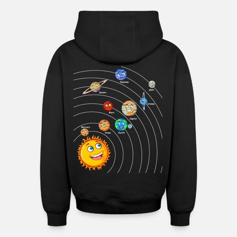Système solaire - Sweat à capuche unisexe zippé oversize épais SPREAD - noir