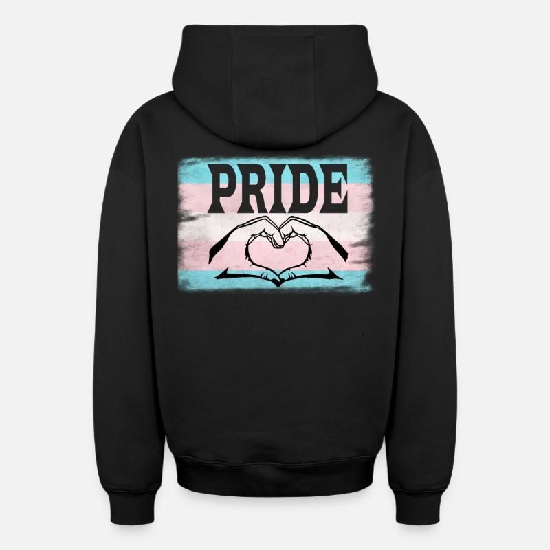 Pride transgenre - Sweat à capuche unisexe zippé oversize épais SPREAD - noir