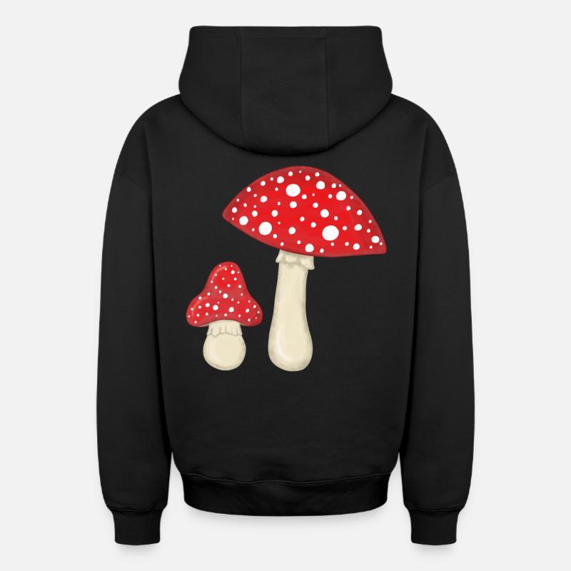 Champignons à mouches - Sweat à capuche unisexe zippé oversize épais SPREAD - noir