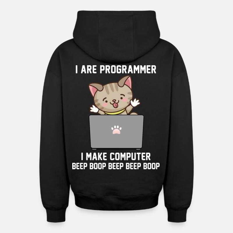 Programmeur - Sweat à capuche unisexe zippé oversize épais SPREAD - noir