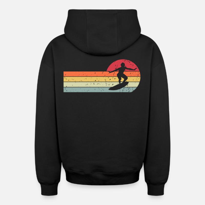 Surfeur - Sweat à capuche unisexe zippé oversize épais SPREAD - noir