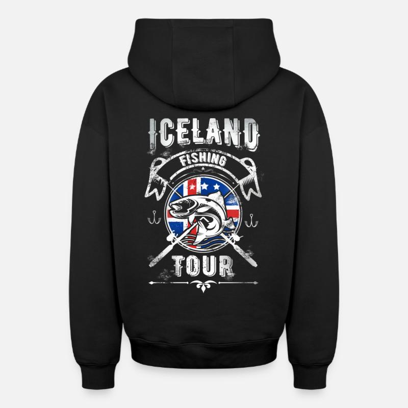Excursion de pêche en Islande - Sweat à capuche unisexe zippé oversize épais SPREAD - noir