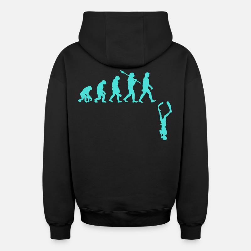 Freediving Evolution - Oversized Heavyweight Unisex Zip Hoodie - black