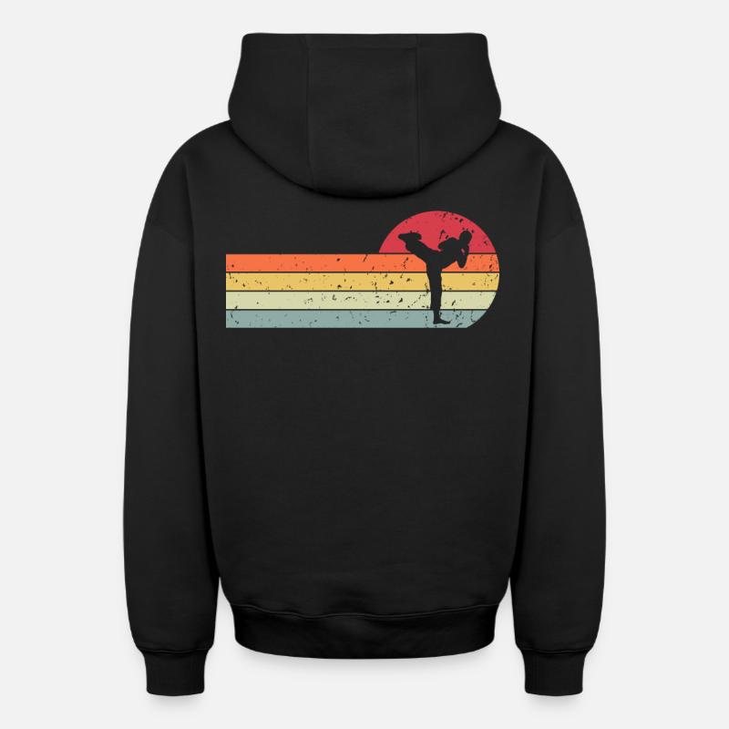 Karaté - Sweat à capuche unisexe zippé oversize épais SPREAD - noir