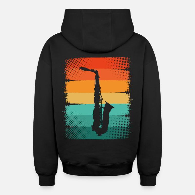 Saxophone Saxophoniste - Sweat à capuche unisexe zippé oversize épais SPREAD - noir