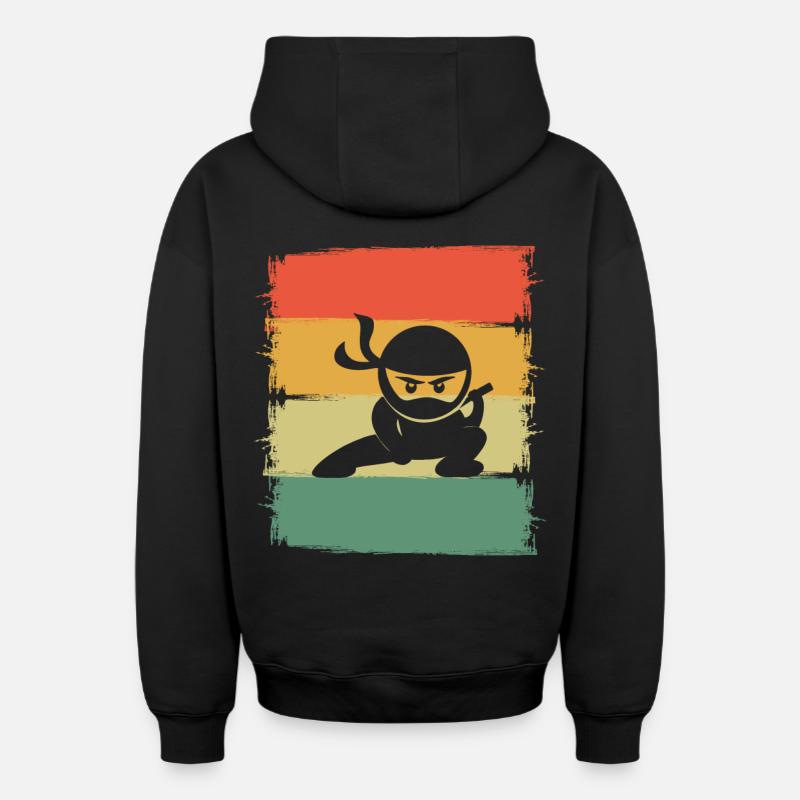 Ninja - Sweat à capuche unisexe zippé oversize épais SPREAD - noir