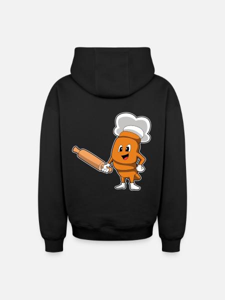 Bread Baker Rolling Pin Baking - Oversized Heavyweight Unisex Zip Hoodie - black