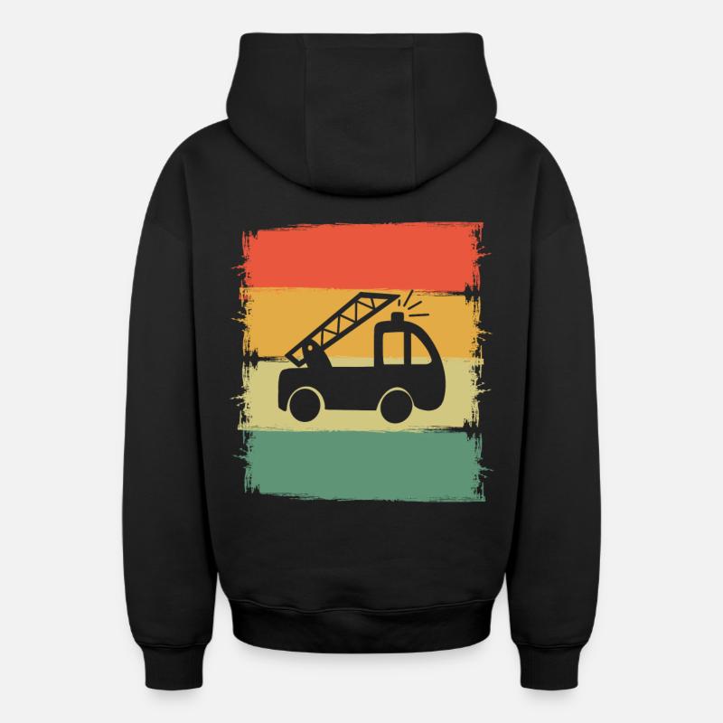 Enfants de camions de pompiers - Sweat à capuche unisexe zippé oversize épais SPREAD - noir