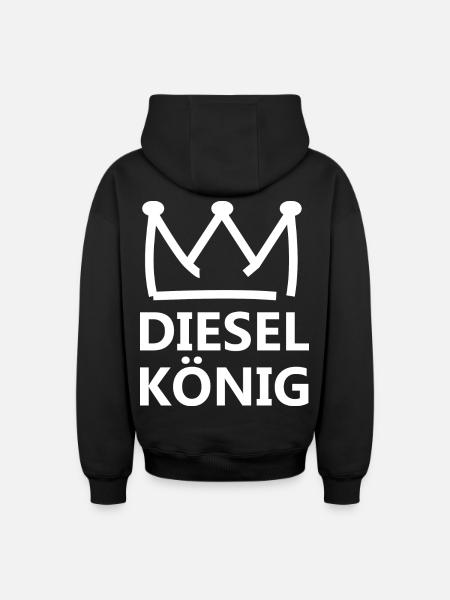 Diesel King - Oversized Heavyweight Unisex Zip Hoodie - black