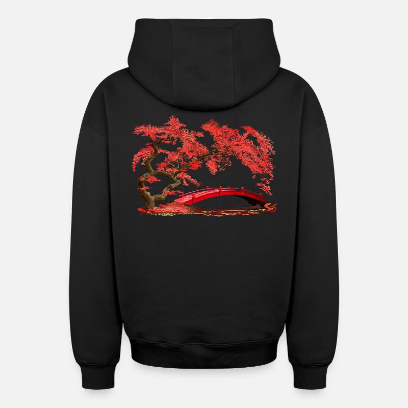 Brücke - Sweat à capuche unisexe zippé oversize épais SPREAD - noir