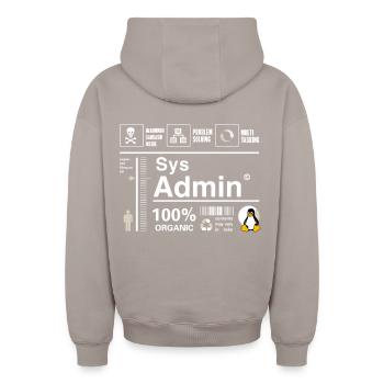 Sys Admin Penguin Computer Nerd pc Board cpu inh - Oversized Heavyweight Unisex Zip Hoodie - taupe - Back - AI Model Male 178 light (178cm)