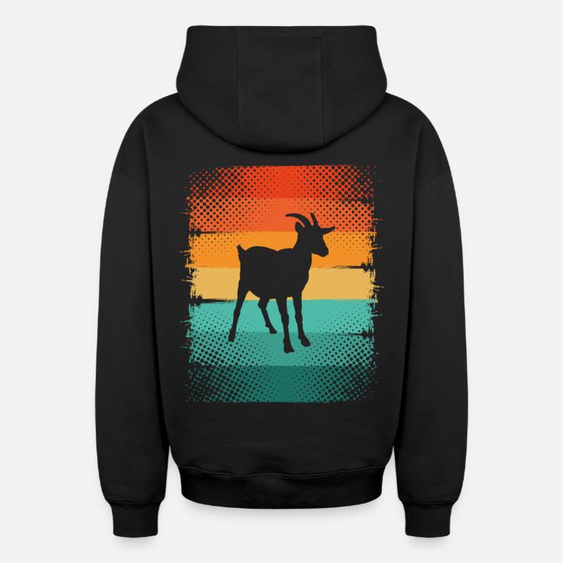 Chèvre - Sweat à capuche unisexe zippé oversize épais SPREAD - noir