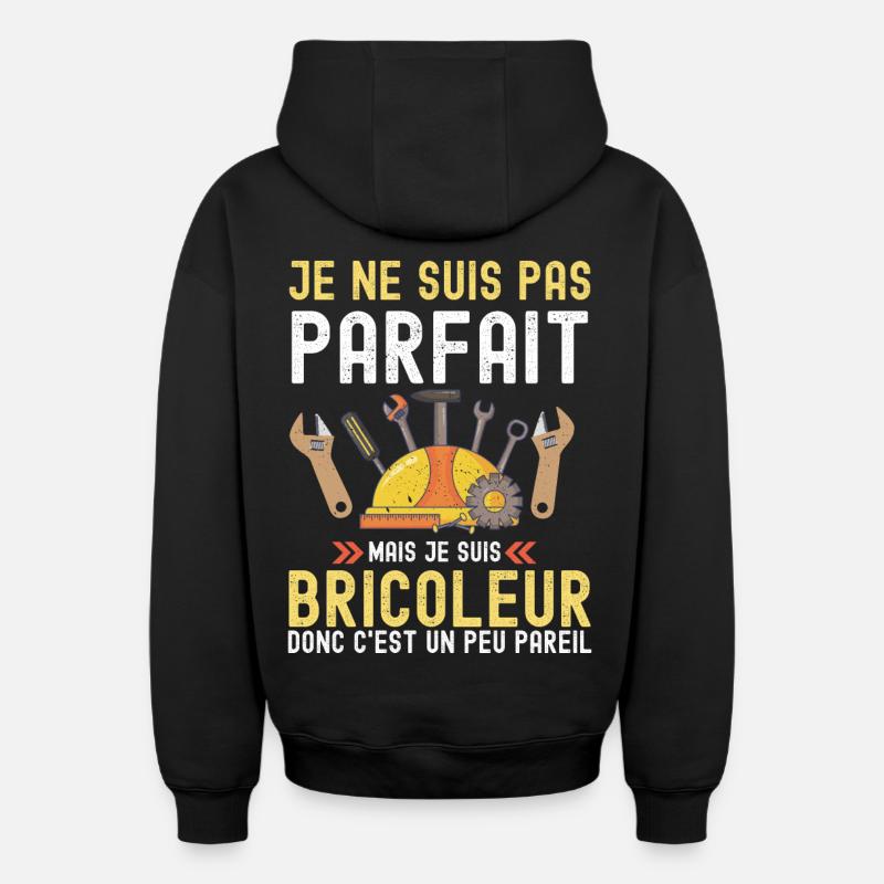 Bricoleur - Sweat à capuche unisexe zippé oversize épais SPREAD - noir
