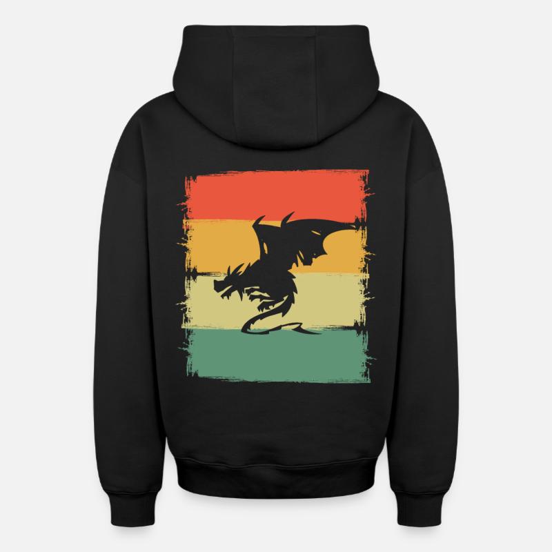 Dragon Dragon - Sweat à capuche unisexe zippé oversize épais SPREAD - noir