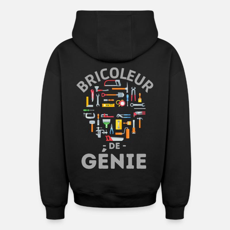Bricoleur de génie - Sweat à capuche unisexe zippé oversize épais SPREAD - noir