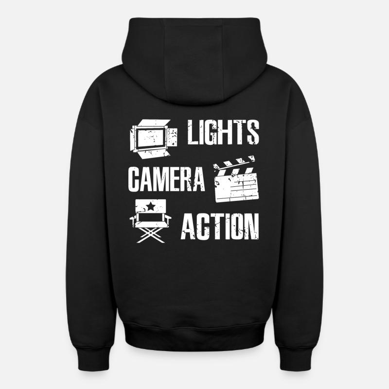 Cinéaste - Sweat à capuche unisexe zippé oversize épais SPREAD - noir