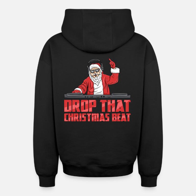 DJ Père Noël - Sweat à capuche unisexe zippé oversize épais SPREAD - noir