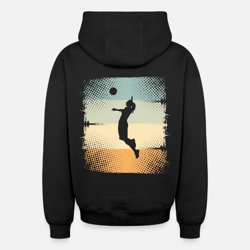 Volley-ball - Sweat à capuche unisexe zippé oversize épais SPREAD - noir